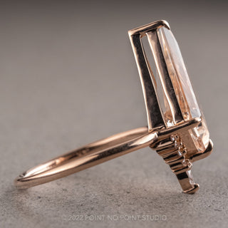 3.19 Carat Kite Morganite and Diamond Engagement Ring, Ava Setting, 14K Rose Gold