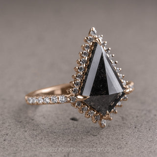 1.71 Carat Black Kite Diamond Engagement Ring, Solstice Setting, 14k Rose Gold