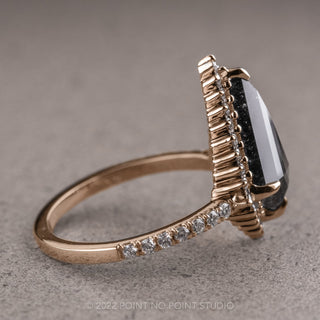 2.38 Carat Black Kite Diamond Engagement Ring, Solstice Setting, 14k Rose Gold