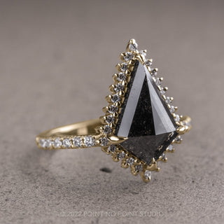 1.71 Carat Black Kite Diamond Engagement Ring, Solstice Setting, 14k Yellow Gold