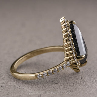2.38 Carat Black Kite Diamond Engagement Ring, Solstice Setting, 14k Yellow Gold