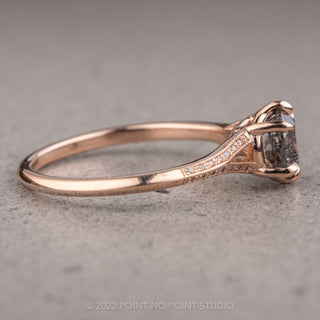 1.27 Carat Salt and Pepper Round Diamond Engagement Ring, Mackenzie Setting, 14k Rose Gold