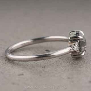 1.52 Carat Black Speckled Hexagon Diamond Engagement Ring, Zoe Setting, 14K White Gold