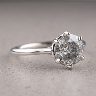 1.83 Carat Salt and Pepper Round Diamond Engagement Ring, Madeline Setting, Platinum