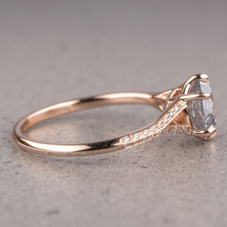 1.67 Carat Salt and Pepper Round Diamond Engagement Ring, Mackenzie Setting, 14k Rose Gold