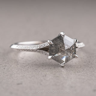 1.36 Carat Salt and Pepper Hexagon Diamond Engagement Ring, Mackenzie Setting, Platinum