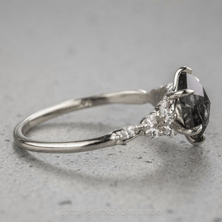 1.93 Carat Salt and Pepper Hexagon Diamond Engagement Ring, Winnie Setting, 14K White Gold