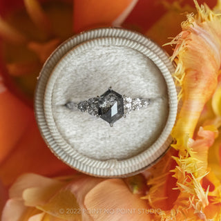 1.93 Carat Salt and Pepper Hexagon Diamond Engagement Ring, Winnie Setting, Platinum