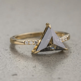 1.19 Carat Salt and Pepper Triangle Diamond Engagement Ring, Jules Setting, 14K Yellow Gold