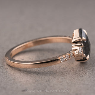 1.54 Carat Black Hexagon Diamond Engagement Ring, Eliza Setting, 14K Rose Gold