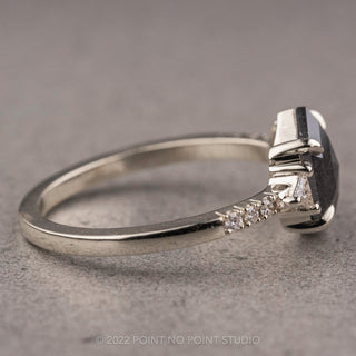 1.51 Carat Black Hexagon Diamond Engagement Ring, Eliza Setting, 14K White Gold
