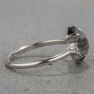 2.26 Carat Salt and Pepper Hexagon Engagement Ring, Quinn Setting, Platinum