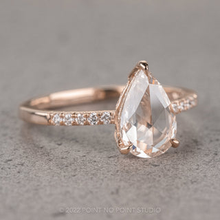 1.40 Carat Clear Pear Diamond Engagement Ring, Juliette Setting, 14k Rose Gold