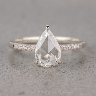 1.40 Carat Clear Pear Diamond Engagement Ring, Juliette Setting, 14k White Gold