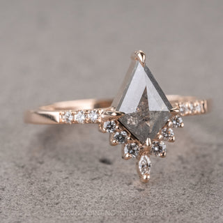 1.16 Carat Salt and Pepper Kite Diamond Engagement Ring, Avaline Setting, 14k Rose Gold