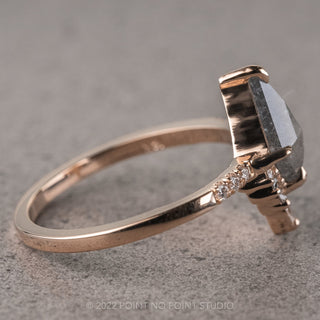 1.16 Carat Salt and Pepper Kite Diamond Engagement Ring, Avaline Setting, 14k Rose Gold