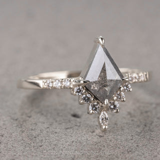 1.16 Carat Salt and Pepper Kite Diamond Engagement Ring, Avaline Setting, Platinum