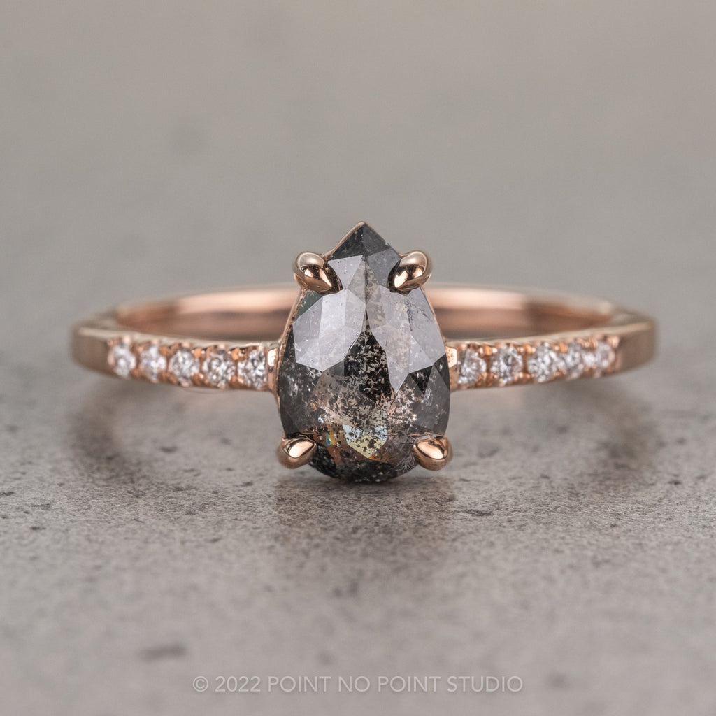 Salt and Pepper Pear Diamond Ring, Point No Point Studio