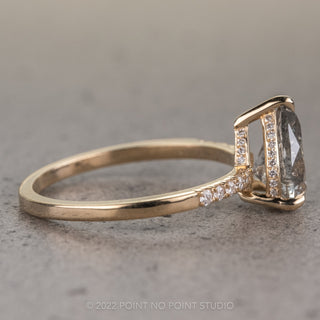 1.86 Carat Canadian Salt and Pepper Pear Diamond Engagement Ring, Juliette Setting, 14k Yellow Gold