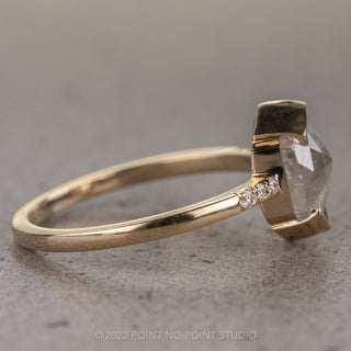 2.08 Carat Icy Grey Hexagon Diamond Engagement Ring, Jules Setting, 14K Yellow Gold