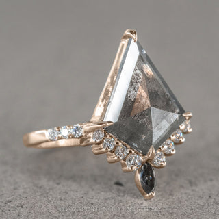 2.09 Carat Salt and Pepper Kite Diamond Engagement Ring, Avaline Setting, 14K Rose Gold