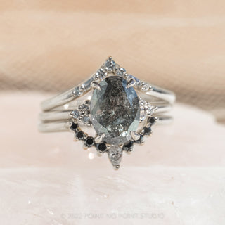 2.37 Carat Salt and Pepper Oval Diamond Engagement Ring, Quinn Setting, 14K White Gold