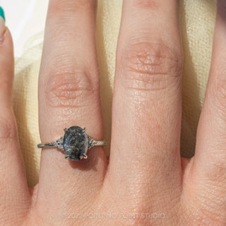 2.37 Carat Salt and Pepper Oval Diamond Engagement Ring, Quinn Setting, Platinum