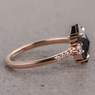 1.87 Carat Black Hexagon Diamond Engagement Ring, Eliza Setting, 14K Yellow Gold