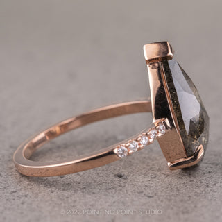 3.91 Carat Salt and Pepper Pear Diamond Engagement Ring, Jules Setting, 14K Rose Gold