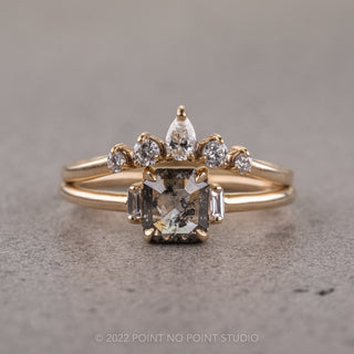 salt and pepper asscher diamond engagement ring