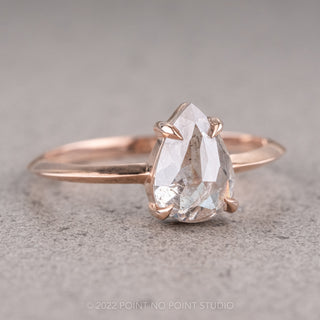 1.65 Carat Salt and Pepper Pear Diamond Engagement Ring, Jane Setting, 14K Rose Gold