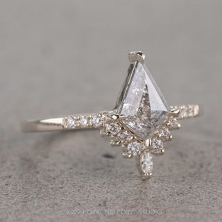 1.34 Carat Salt and Pepper Kite Diamond Engagement Ring, Avaline Setting, Platinum