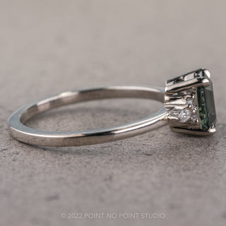 1.12 Carat Teal Hexagon Sapphire Engagement Ring, Quinn Setting, 14K White Gold