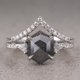 1.89 Carat Salt and Pepper Hexagon Diamond Engagement Ring, Eliza Setting, Platinum