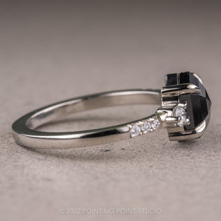 1.84 Carat Black Hexagon Diamond Engagement Ring, Eliza Setting, 14K White Gold