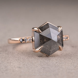 1.25 Carat Black Hexagon Diamond Engagement Ring, Ombre Jules Setting, 14k Rose Gold