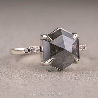 1.25 Carat Black Hexagon Diamond Engagement Ring, Ombre Jules Setting, Platinum
