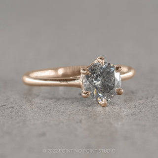 1.35 Carat Salt and Pepper Round Diamond Engagement Ring, Madeline Setting, 14k Rose Gold