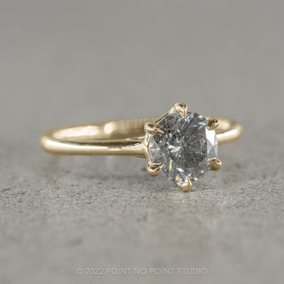 1.35 Carat Salt and Pepper Round Diamond Engagement Ring, Madeline Setting, 14k Yellow Gold