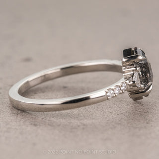 .93 Carat Salt and Pepper Hexagon Diamond Engagement Ring, Eliza Setting, 14K White Gold