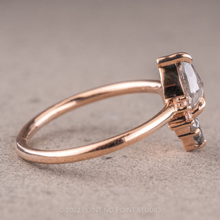.97 Carat Salt and Pepper Pear Diamond Engagement Ring, Ava Setting, 14K Rose Gold