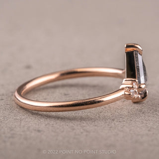 .74 Carat Salt and Pepper Kite Diamond Engagement Ring, Quinn Setting, 14k Rose Gold
