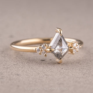 .81 Carat Salt and Pepper Kite Diamond Engagement Ring, Quinn Setting, 14k Yellow Gold