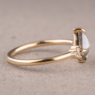 .81 Carat Salt and Pepper Kite Diamond Engagement Ring, Quinn Setting, 14k Yellow Gold