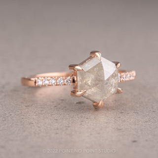 2.08 Carat Icy White Hexagon Diamond Engagement Ring, Jules Setting, 14K Rose Gold