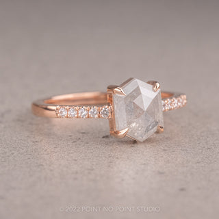 1.51 Carat Icy White Hexagon Diamond Engagement Ring, Jules Setting, 14K Rose Gold
