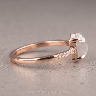 1.51 Carat Icy White Hexagon Diamond Engagement Ring, Jules Setting, 14K Rose Gold