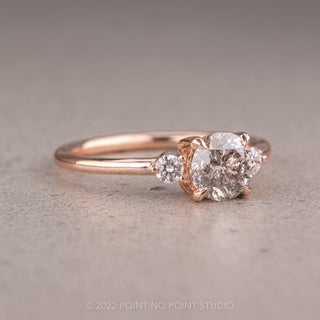 1.14 Carat Salt and Pepper Round Diamond Engagement Ring, Zoe Setting, 14K Rose Gold