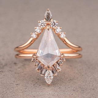 1.92 Carat Icy White Kite Diamond Engagement Ring, Wren Setting, 14K Rose Gold