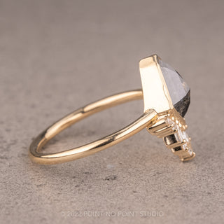 1.23 Carat Salt and Pepper Geo Kite Diamond Engagement Ring, Bezel Wren Setting, 14K Yellow Gold